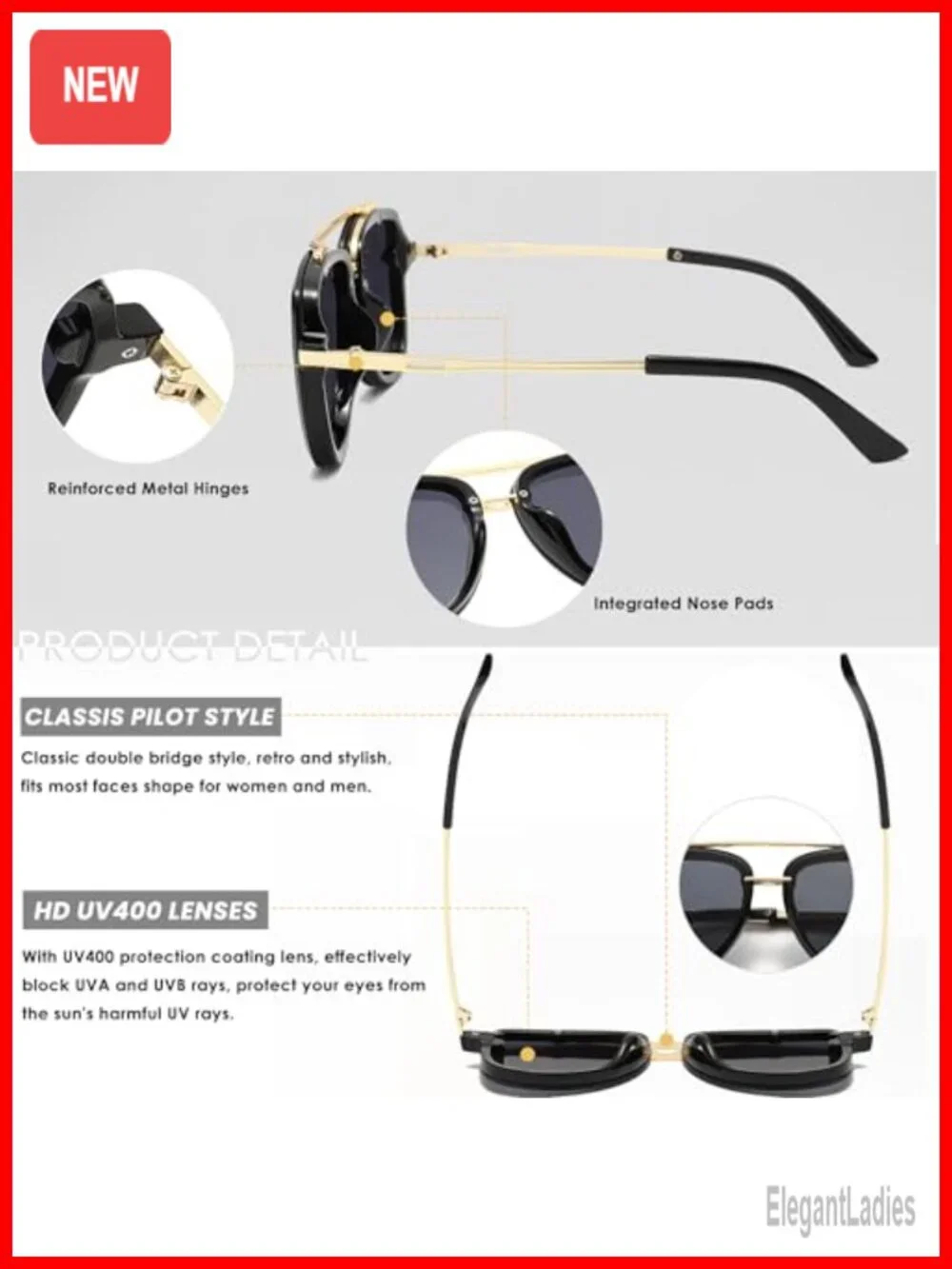 Vintage Metal Frame Square Sunglasses UV400 Protection Pilot Shades